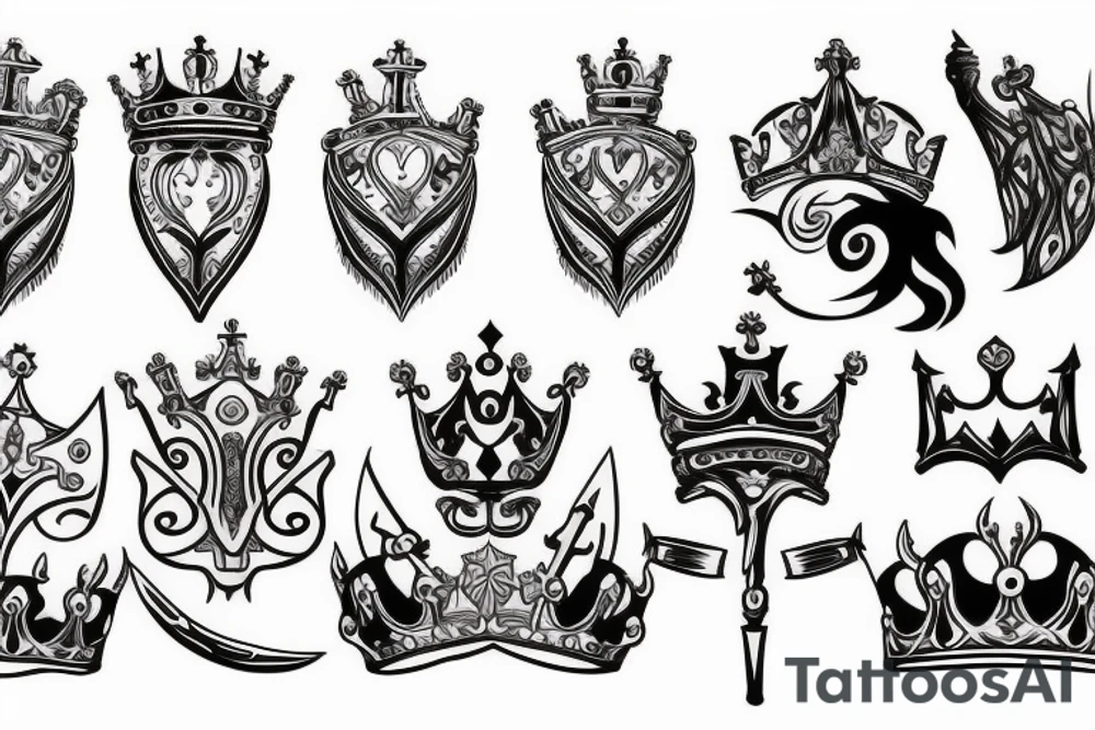 Crown and sword tattoo idea