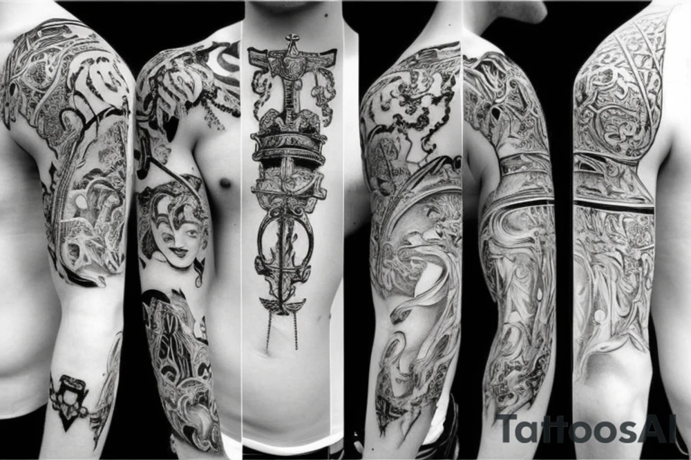 Crown and sword tattoo idea