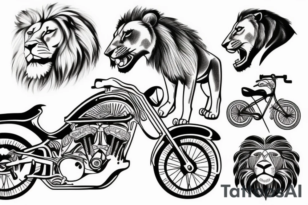 lion, biking, tattoo idea