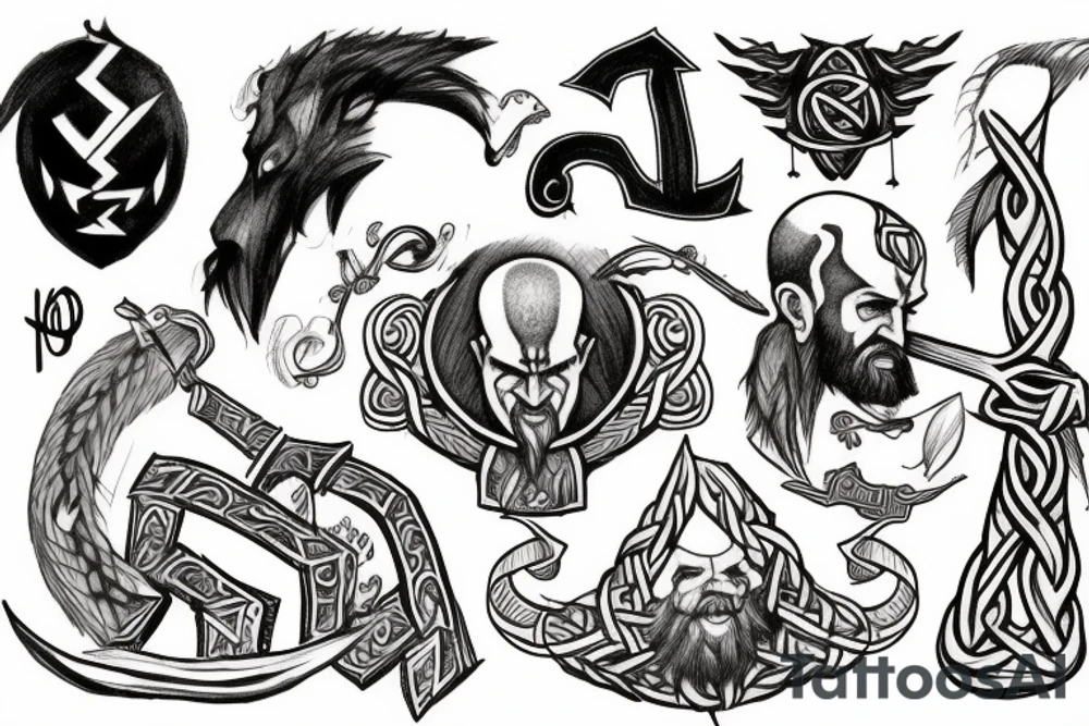 Mimir,kratos,rune,odin tattoo idea