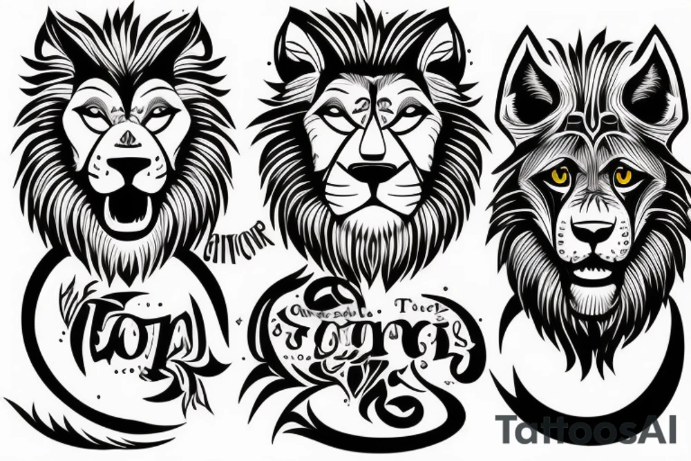 Father and son theme, lions or wolves tattoo idea