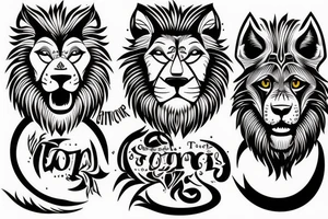 Father and son theme, lions or wolves tattoo idea