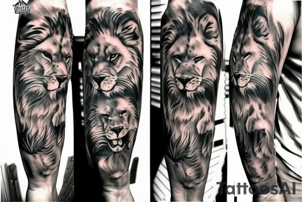 Father and son theme, lions or wolves tattoo idea