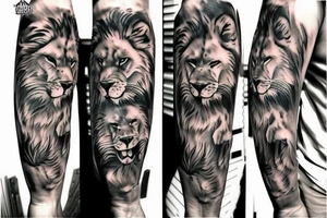 Father and son theme, lions or wolves tattoo idea