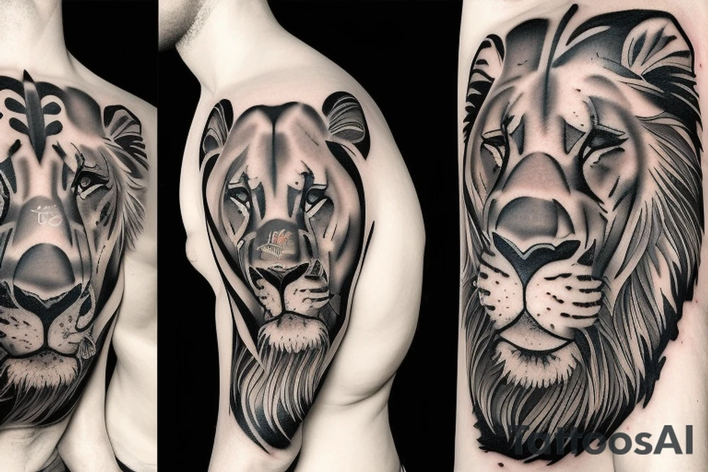 Father and son theme, lions tattoo idea