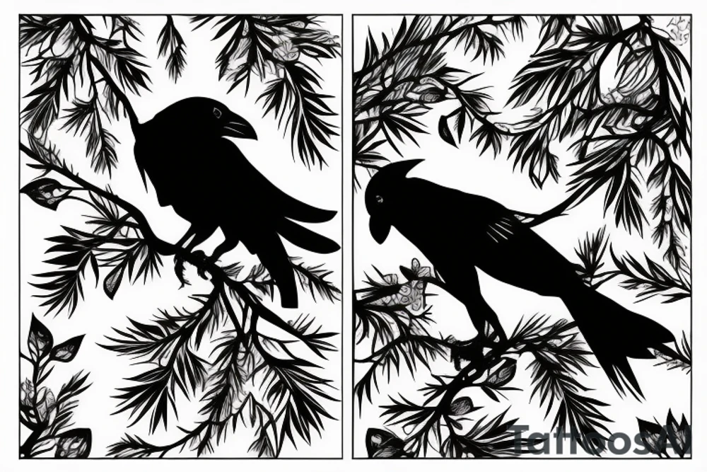 Crow on top of twigs tattoo idea