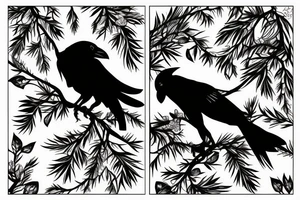 Crow on top of twigs tattoo idea