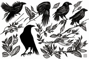 Crow on top of twigs tattoo idea