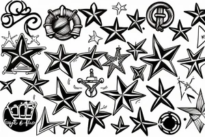 3 nautical stars, Spanish heritage, French heritage, and African heritage tattoo idea