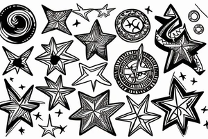 3 nautical stars, Spanish heritage, French heritage, and African heritage tattoo idea