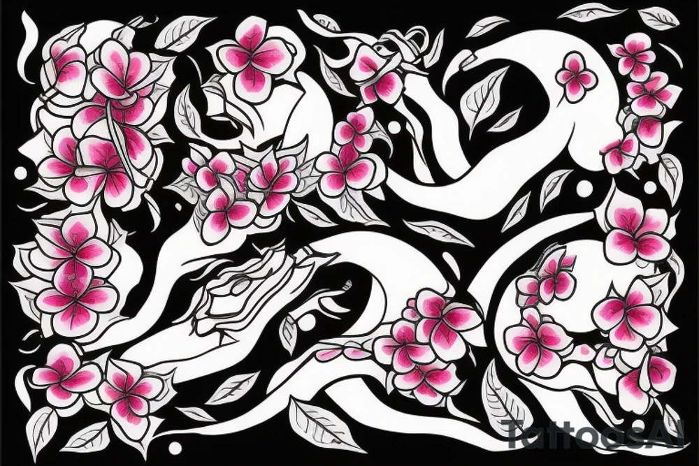 Viper with cherry blossoms tattoo idea