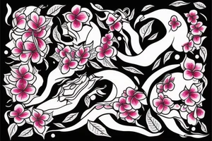 Viper with cherry blossoms tattoo idea