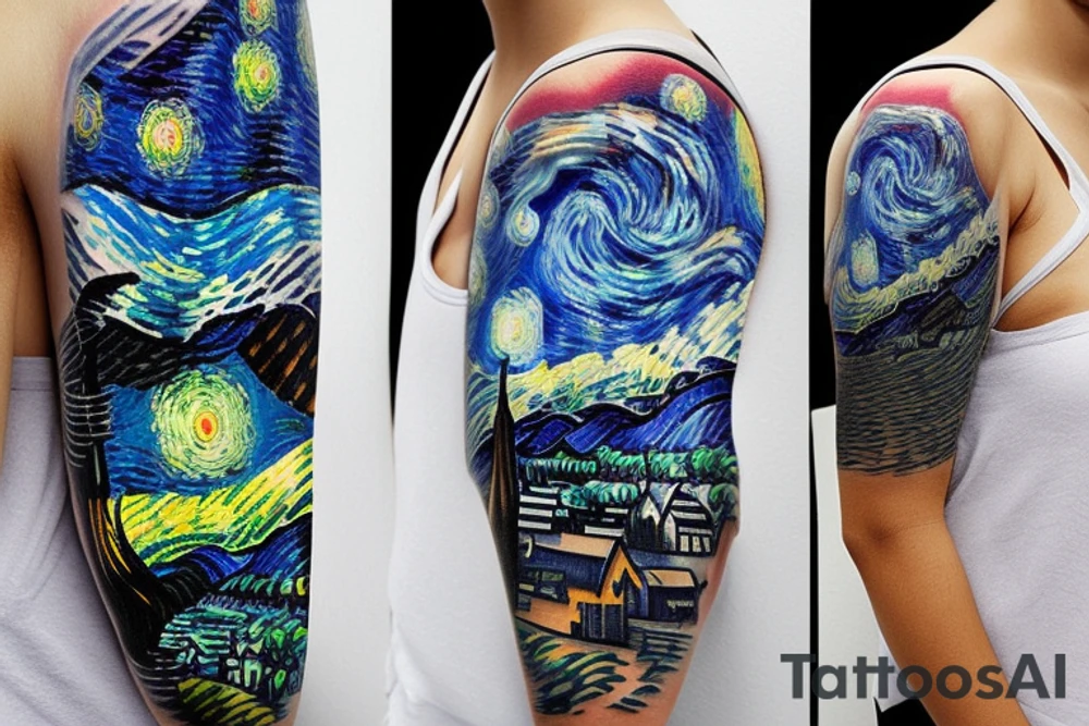Starry night sleeve tattoo idea