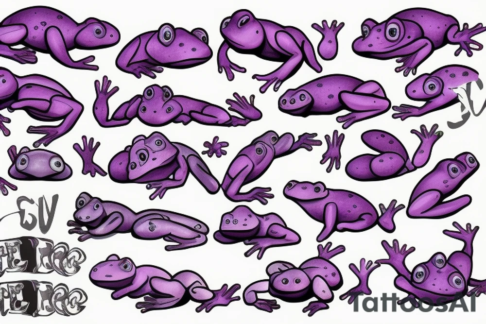 purple frog with a gun looking mad tattoo idea