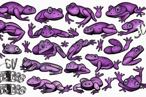 purple frog with a gun looking mad tattoo idea