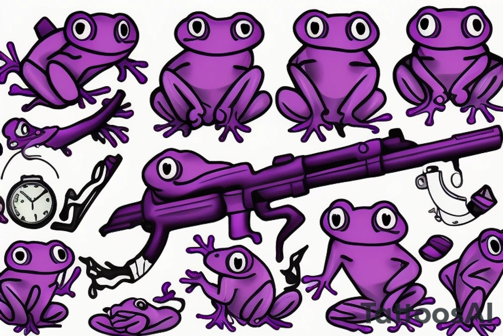 purple frog with a gun tattoo idea