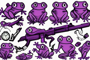 purple frog with a gun tattoo idea