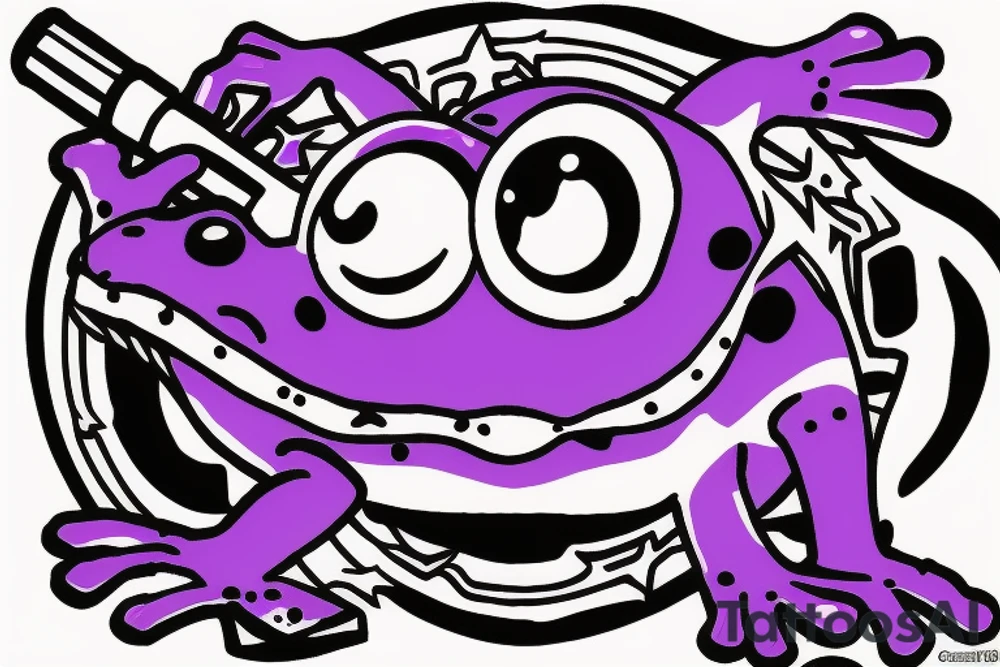 purple frog with a gun tattoo idea