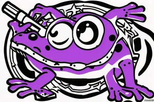 purple frog with a gun tattoo idea