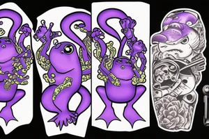 purple frog with a gun tattoo idea