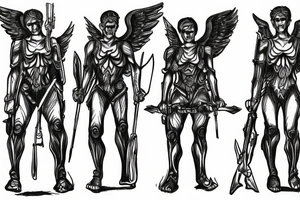 Army of archangels standing in a row tattoo idea