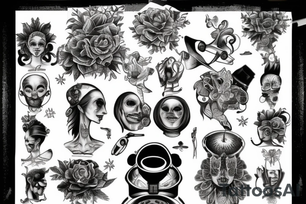 humanoid washbasin tattoo idea