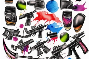 colored streaks from hitting a paintball ball tattoo idea