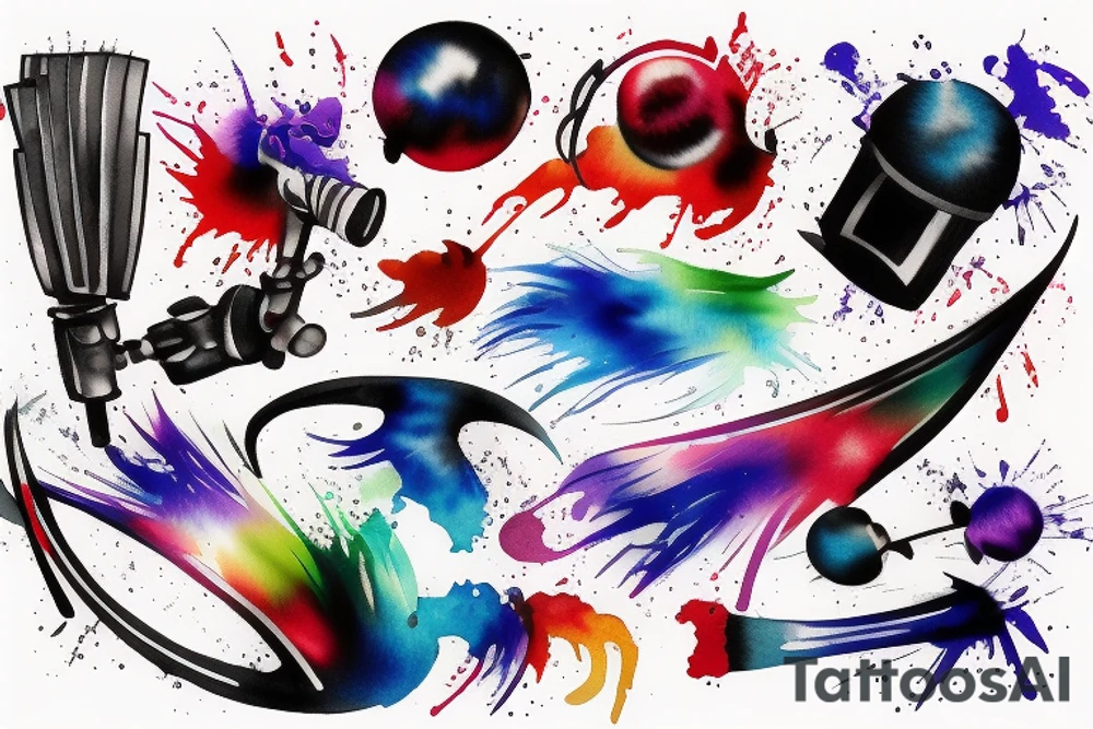 colored streaks from hitting a paintball ball tattoo idea
