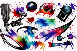 colored streaks from hitting a paintball ball tattoo idea