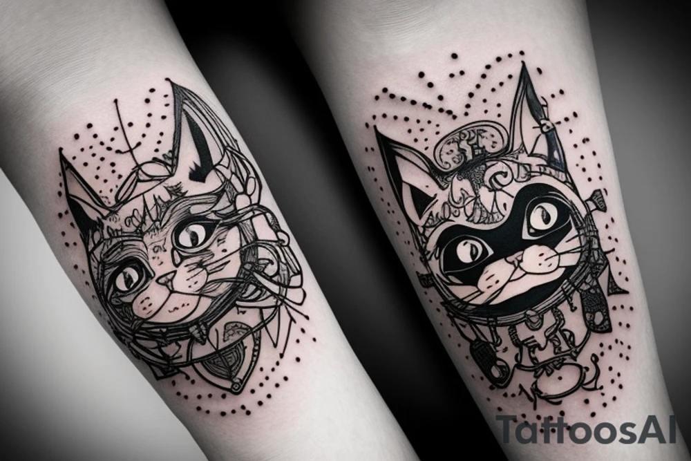 A little cat with a boar's face tattoo idea