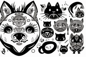 A little cat with a boar's face tattoo idea
