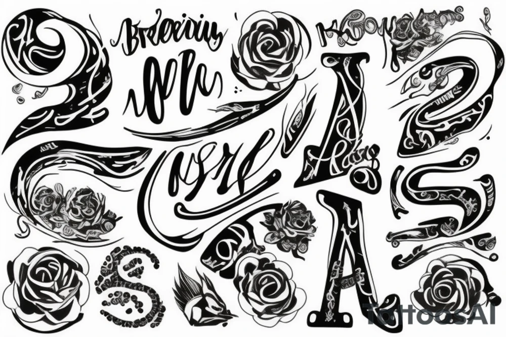Letter work that says breelyn tattoo idea