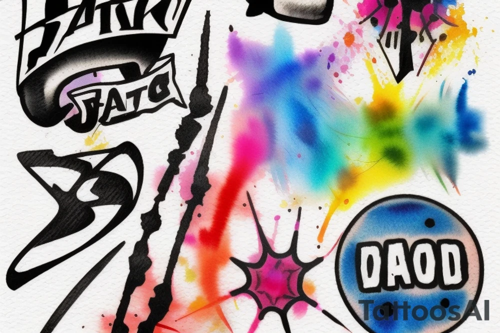 colored streaks from hitting a paintball ball tattoo idea