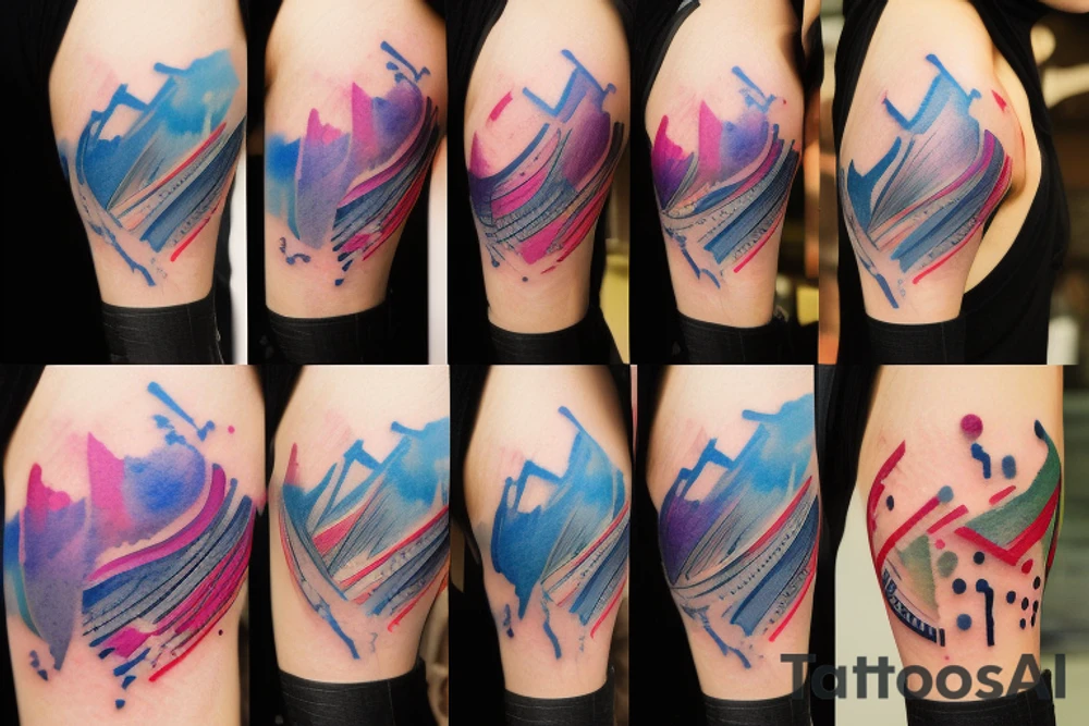 colored streaks from hitting a paintball ball tattoo idea