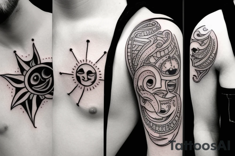 Couple tattoos, Sun and moon tattoo idea