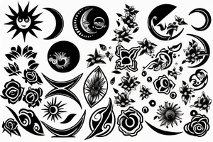 Couple tattoos, Sun and moon tattoo idea
