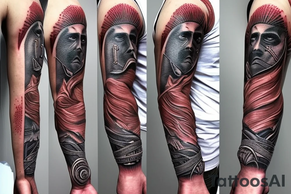 Male warrior on the hand tattoo idea