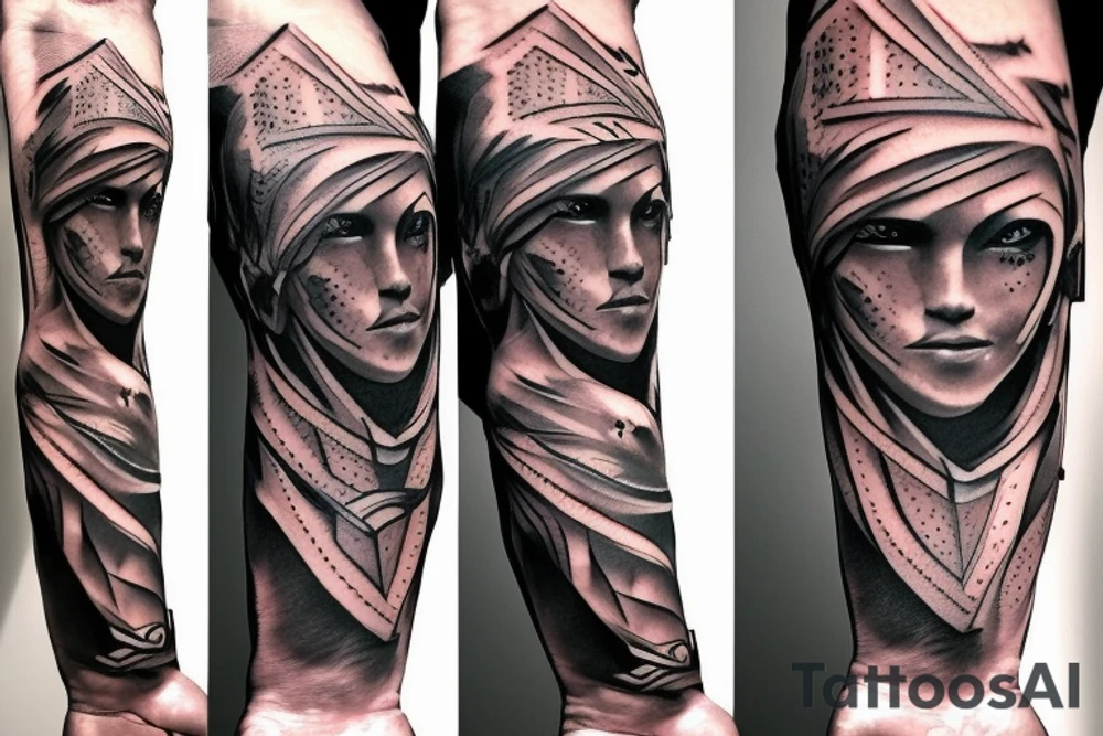 Male warrior on the hand tattoo idea