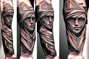 Male warrior on the hand tattoo idea