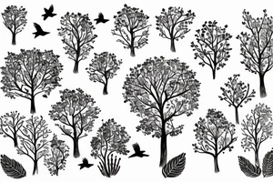 Tree with birds flying around tattoo idea