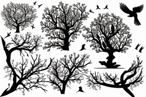 Tree with birds flying around tattoo idea