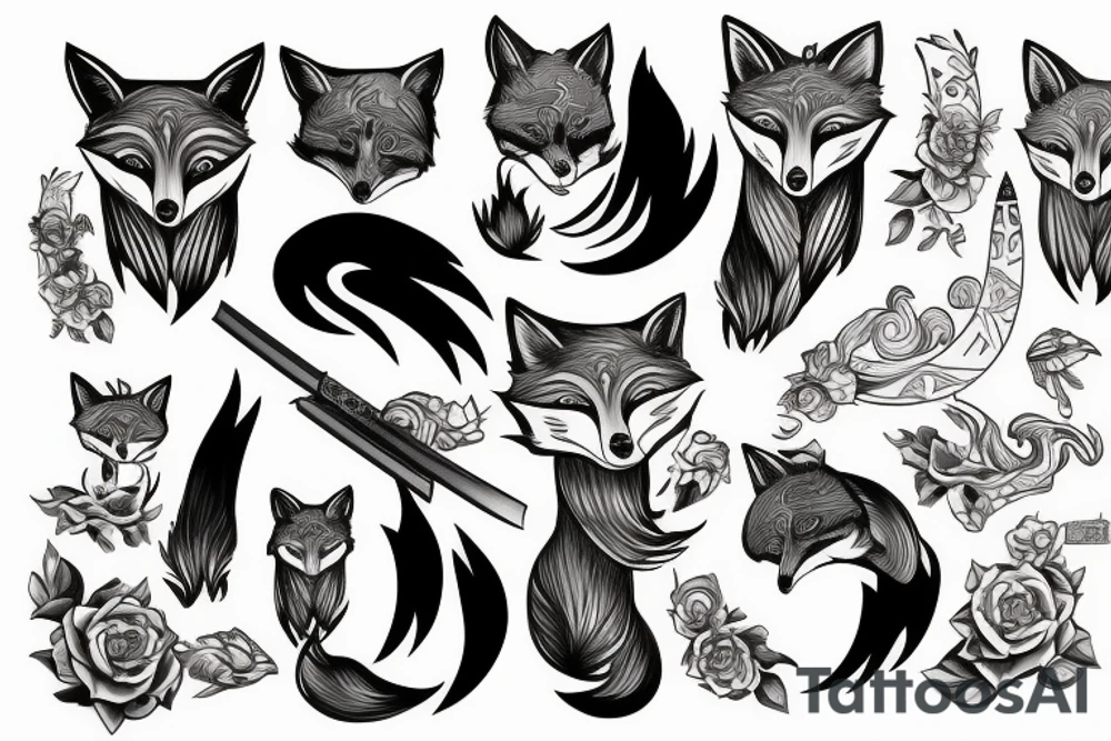 fox katana tattoo idea