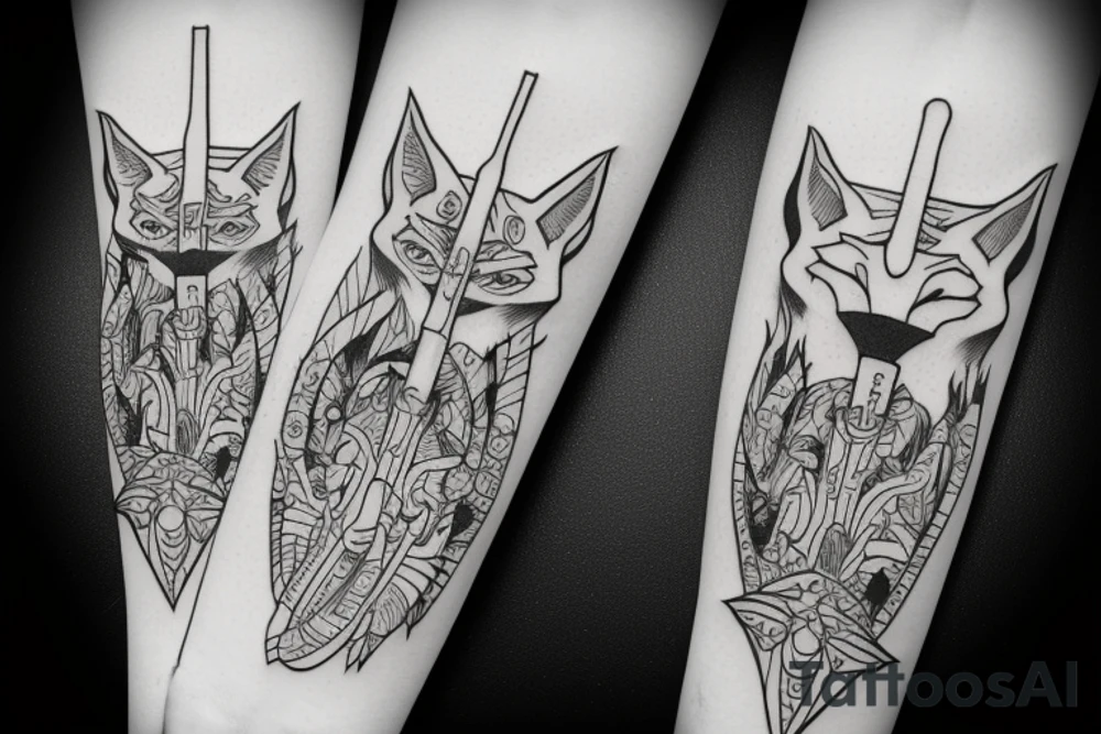 fox katana japan tattoo idea