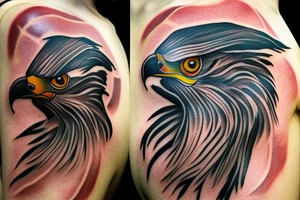 A falcon with red eyes tattoo idea