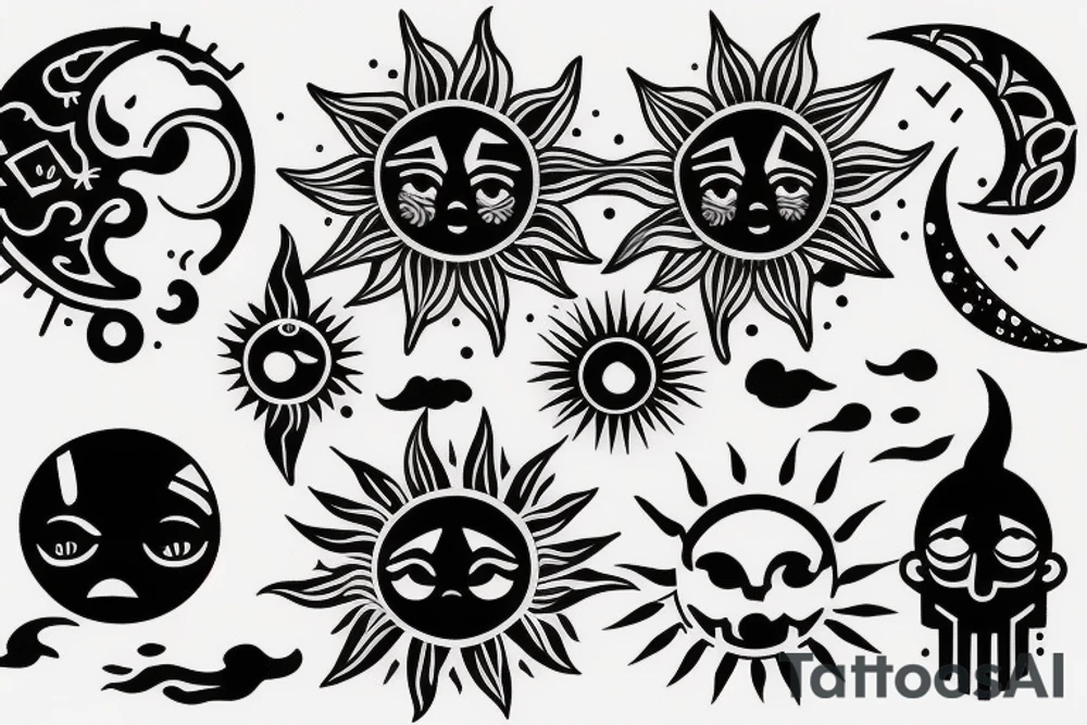 Couple tattoos, Sun and moon tattoo idea