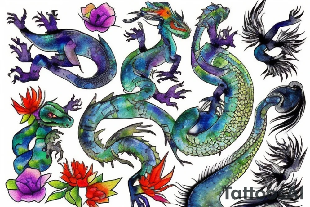 Water dragon tattoo idea