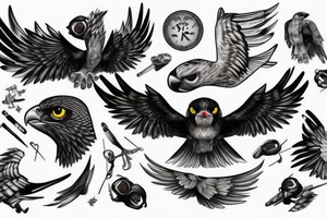 A falcon with red eyes tattoo idea