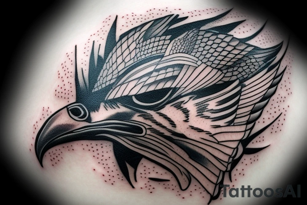 A falcon with red eyes tattoo idea