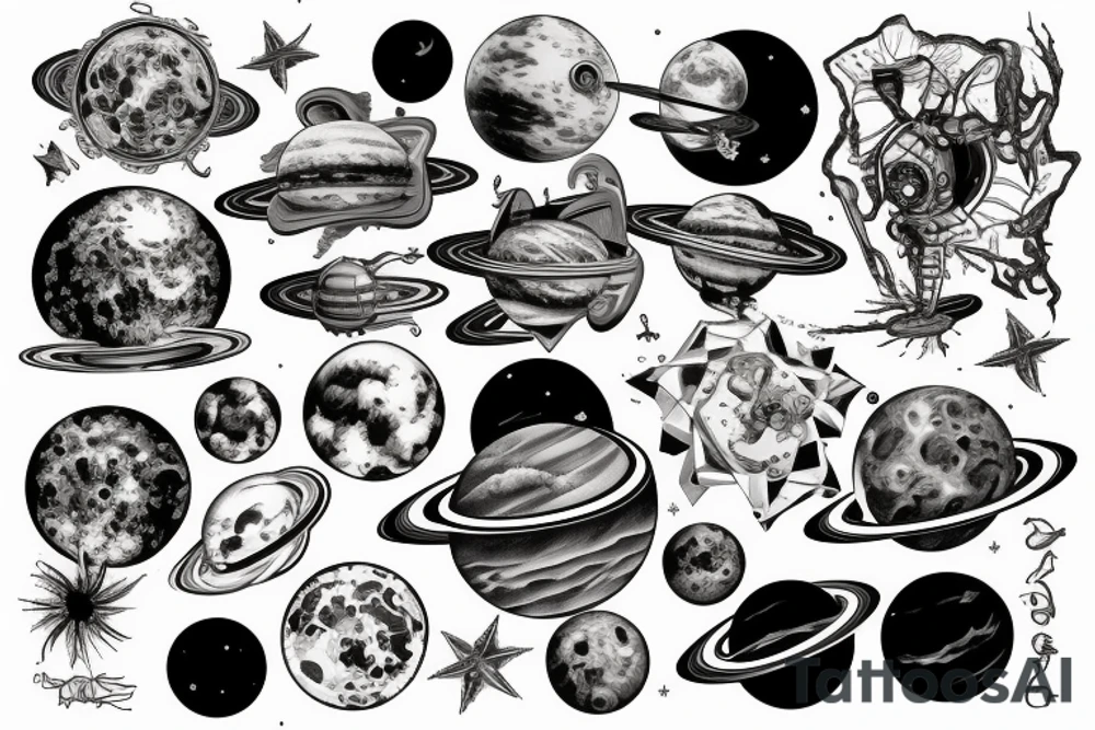 Space, planets tattoo idea
