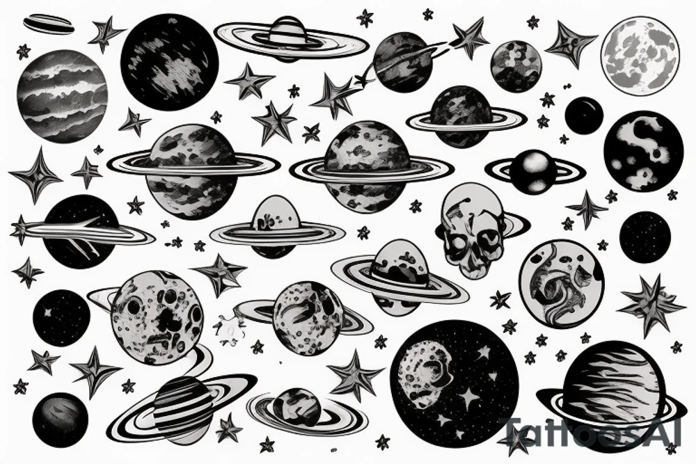 Space, planets tattoo idea